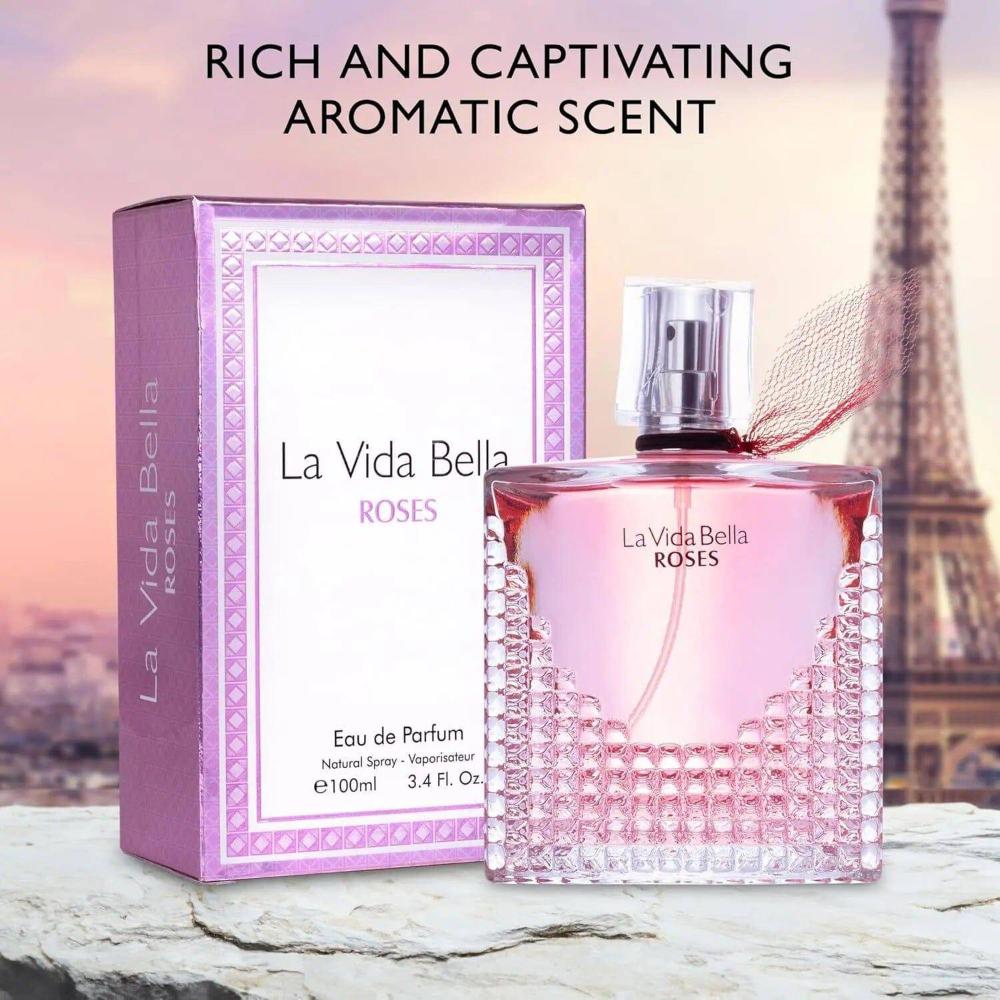 La Vida Bella Roses for Women Eau De Parfum - Floral Amber Fragrance - Hermony Essentials