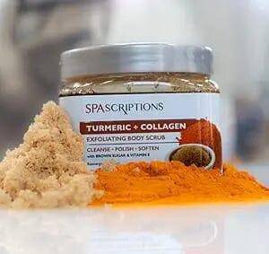 Spascriptions Turmeric + Collagen Exfoliating Body Scrub, 21 oz, Ultra Hydrating - Hermony Essentials