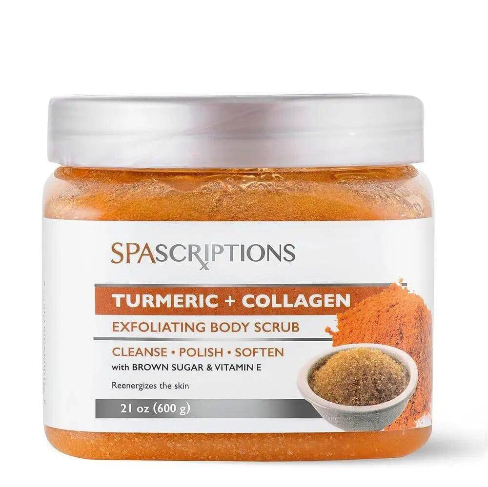 Spascriptions Turmeric + Collagen Exfoliating Body Scrub, 21 oz, Ultra Hydrating - Hermony Essentials